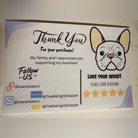 Handmade Custom thank you card drops 25 custom cards - Picture 7 of 12